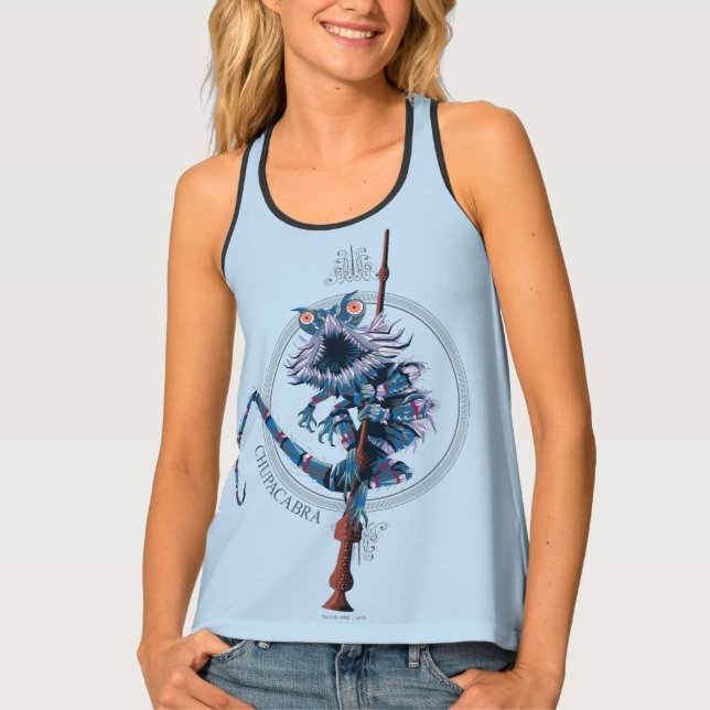 Cartoon Chupacabra & Elder Wand Tank Top (Front)
