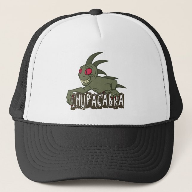 Cartoon Chupacabra Trucker Hat (Front)