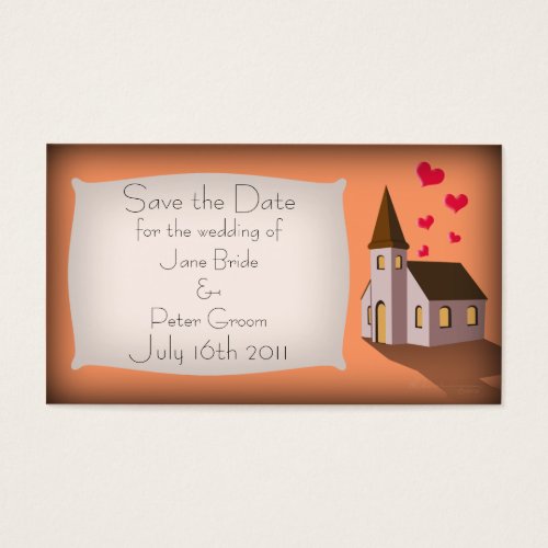 Cartoon Church save the date mini card