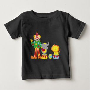 Cartoon Circus Clown and Animals Baby T-Shirt