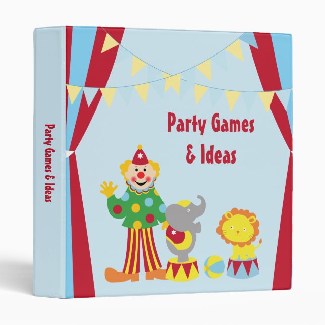 Cartoon Circus Clown and Animals Binder (Front/Spine)