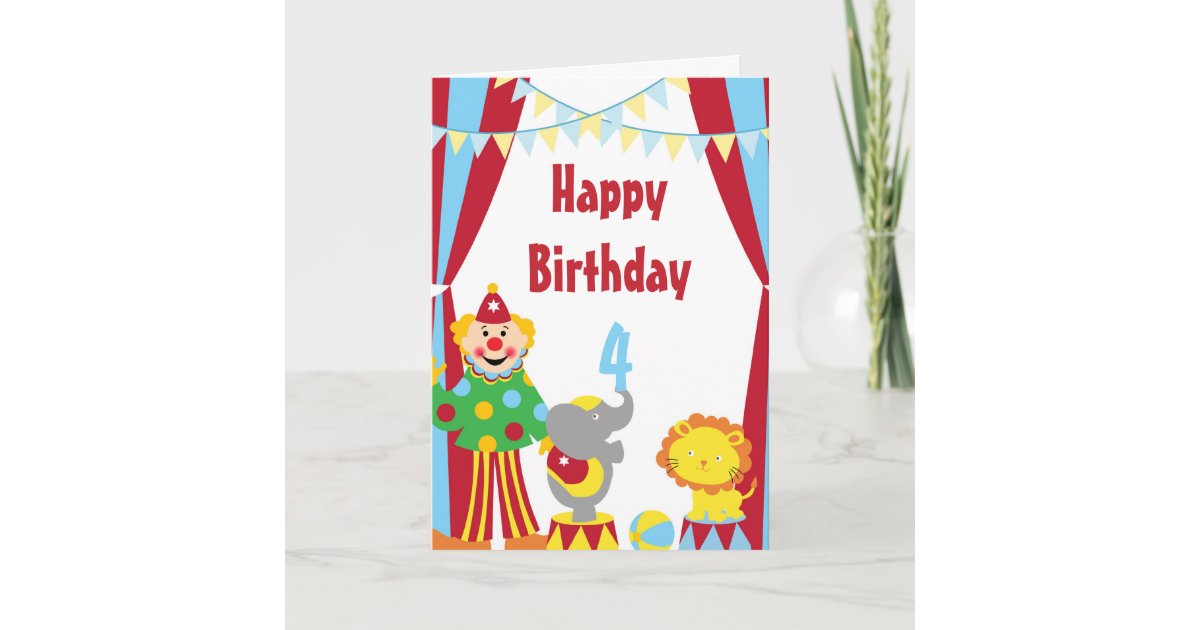 cartoon circus clown and animals birthday card zazzle com cartoon circus clown and animals birthday card zazzle com