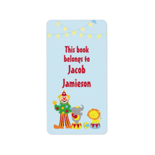 Cartoon Circus Clown and Animals Bookplates