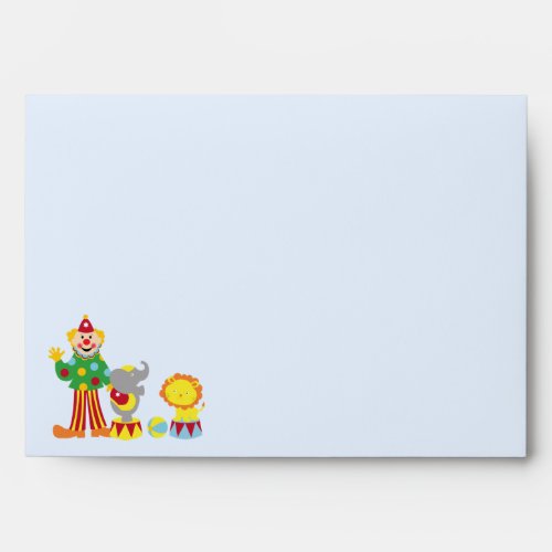 Cartoon Circus Clown and Animals Envelopes