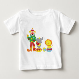 Cartoon Circus Clown and Animals Long Sleeve T-Shi Baby T-Shirt