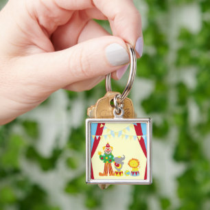 Cartoon Circus Clown and Animals Premium Keychain