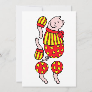 cartoon circus pig animal paper doll cut out art card