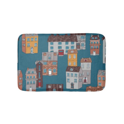 Cartoon City Vintage Wallpaper Bath Mat