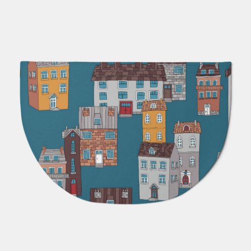 Cartoon City Vintage Wallpaper Doormat