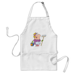 Cartoon Cleaning Lady Adult Apron