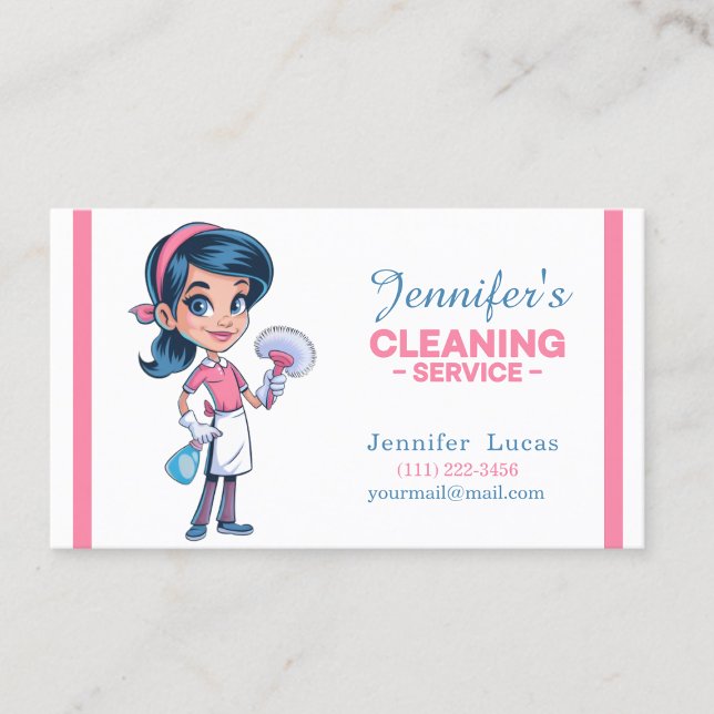 Cartoon Cleaning Lady Business Cards (Creator Uploaded)