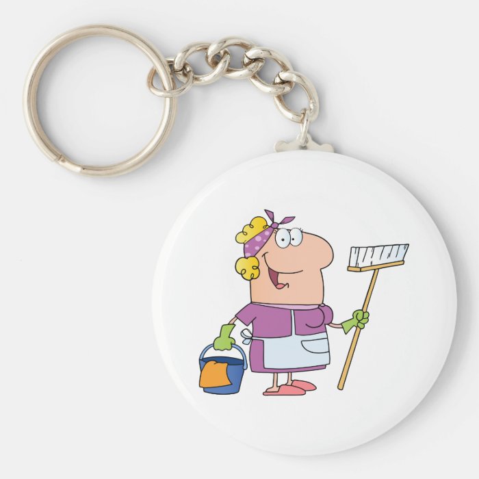 Cartoon Cleaning Lady Key Chain