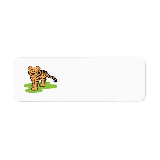 Cartoon Clip Art Bengal Tiger Big Cat with Stripes Label (Front)