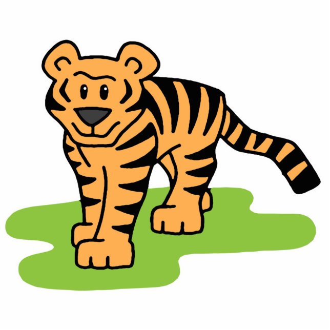 Cartoon Clip Art Bengal Tiger Big Cat with Stripes Statuette (Front)