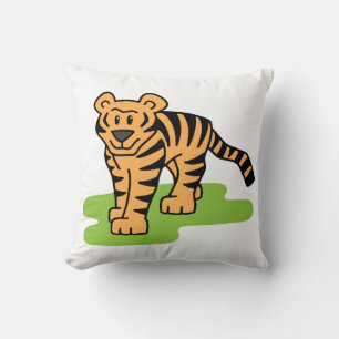 Cartoon Clip Art Bengal Tiger Big Cat with Stripes Throw Pillow