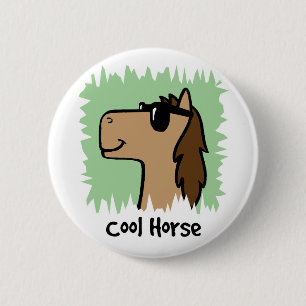 Cartoon Clip Art Cool Horse Wearing Sunglasses Button