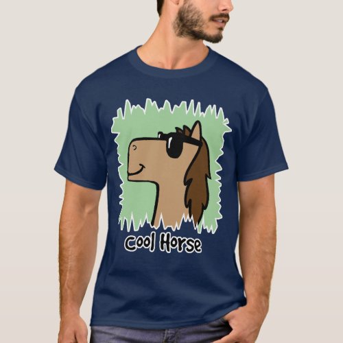 Cartoon Clip Art Cool Horse Wearing Sunglasses T_Shirt