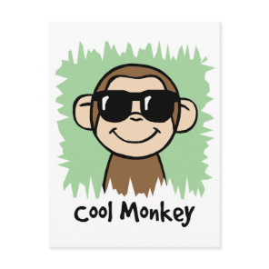 Cartoon Clip Art Cool Monkey with Sunglasses Postcard