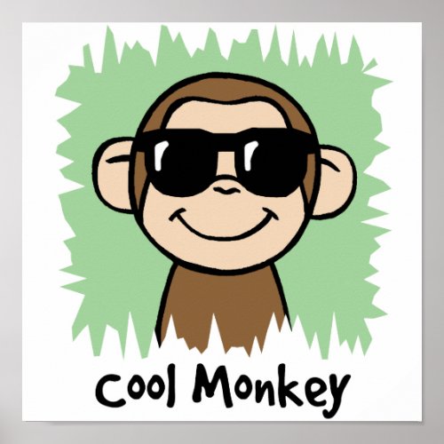 Cartoon Clip Art Cool Monkey with Sunglasses Poster