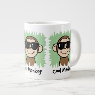 Cartoon Clip Art Cool Monkey with Sunglasses Extra Large Mug