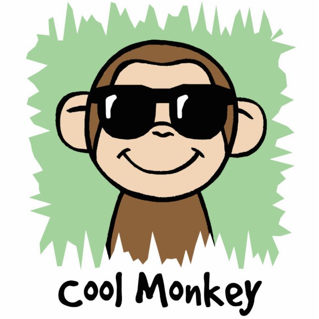 Cartoon Clip Art Cool Monkey with Sunglasses Statuette (Front)