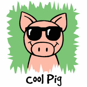 Cartoon Clip Art Cool Pig with Sunglasses Statuette