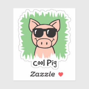Cartoon Clip Art Cool Pig with Sunglasses Sticker