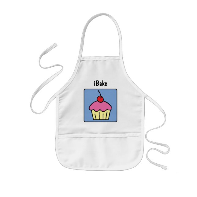 Cartoon Clip Art Cupcake Frosting Cherry Dessert Kids' Apron (Front)