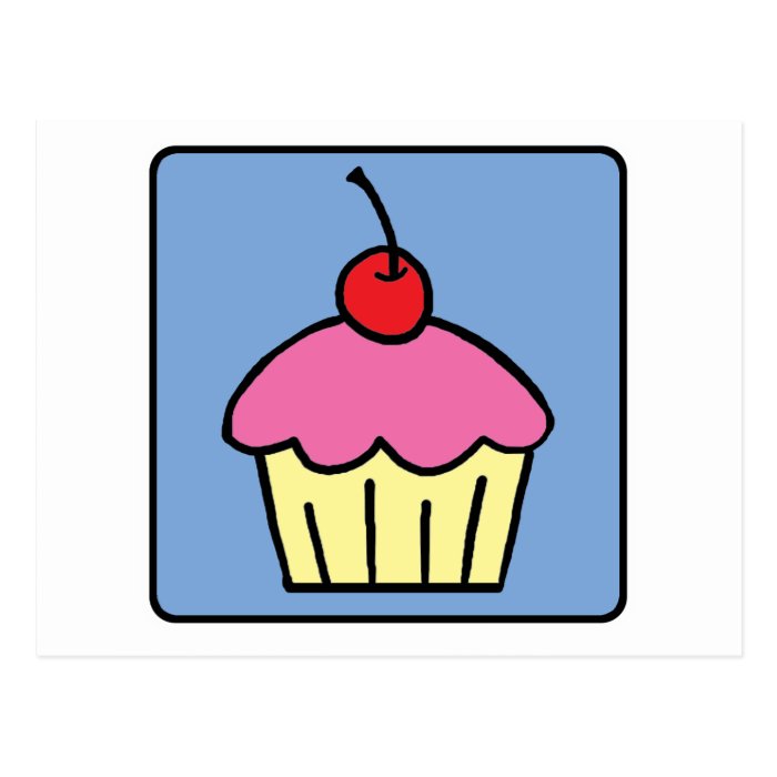 Cartoon Clip Art Cupcake Frosting Cherry Dessert Post Cards