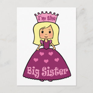 Cartoon Clip Art Cute Big Sister Princess Hearts Postcard