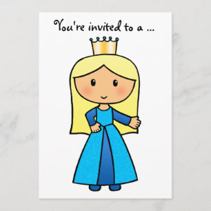Cartoon Clip Art Cute Blond Princess Bridal Shower Invitation