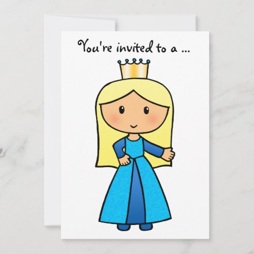 Cartoon Clip Art Cute Blond Princess Bridal Shower Custom Invites