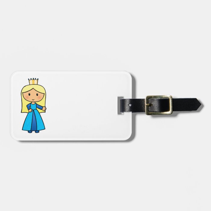 Cartoon Clip Art Cute Blond Princess in Blue Dress Luggage Tag