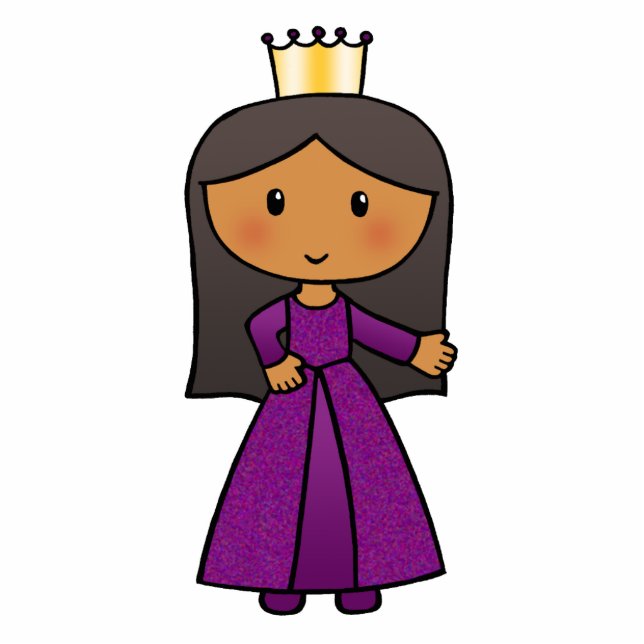 Cartoon Clip Art Cute Princess with Tiara Statuette (Front)
