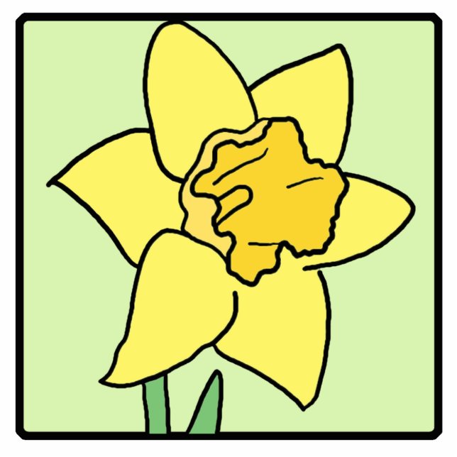 Cartoon Clip Art Daffodil Spring Garden Flower Cutout (Front)
