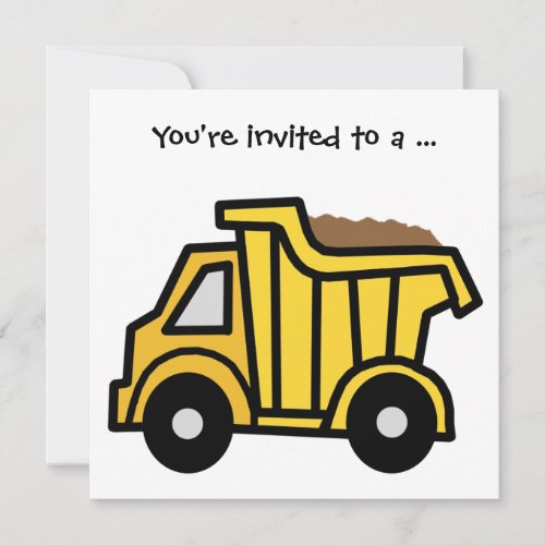 Cartoon Clip Art Dump Truck Boy Birthday Party Invitation