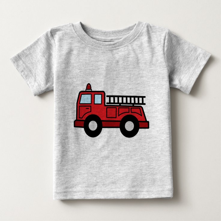 Cartoon Clip Art Firetruck Emergency Vehicle Truck Baby T-Shirt | Zazzle