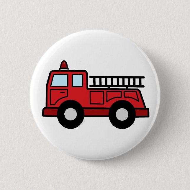 Cartoon Clip Art Firetruck Emergency Vehicle Truck Button (Front)