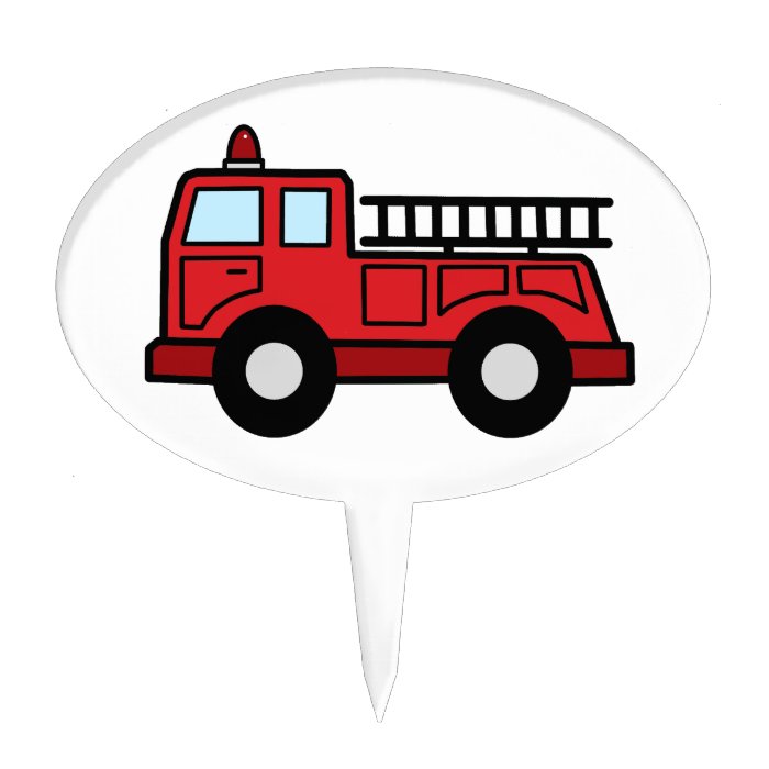 Cartoon Clip Art Firetruck Emergency Vehicle Truck Cake Toppers