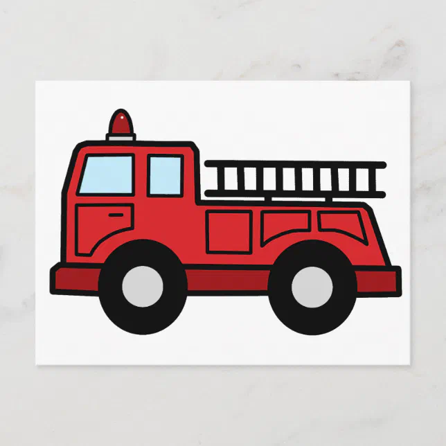Cartoon Clip Art Firetruck Emergency Vehicle Truck Postcard