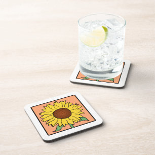 Cartoon Clip Art Garden Summer Sunflower Flower Drink Coaster