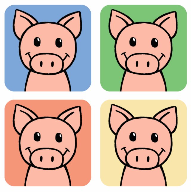 Cartoon Clip Art Laughing Piggie Piggy Pigs! Cutout (Front)