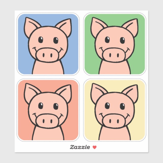 Cartoon Clip Art Laughing Piggie Piggy Pigs! Sticker (Sheet)