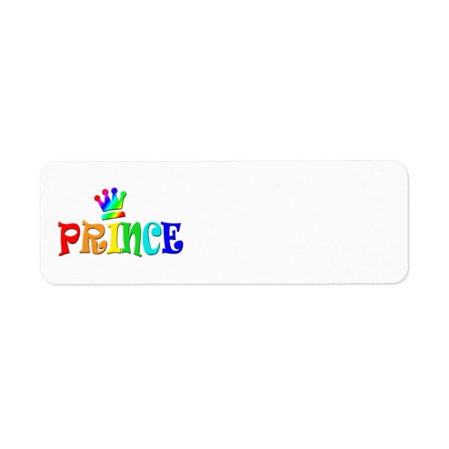 Cartoon Clip Art Rainbow Text, Prince and Crown Label (Front)