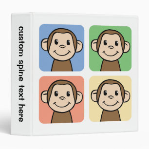 Cartoon Clip Art with 4 Happy Monkeys Binder