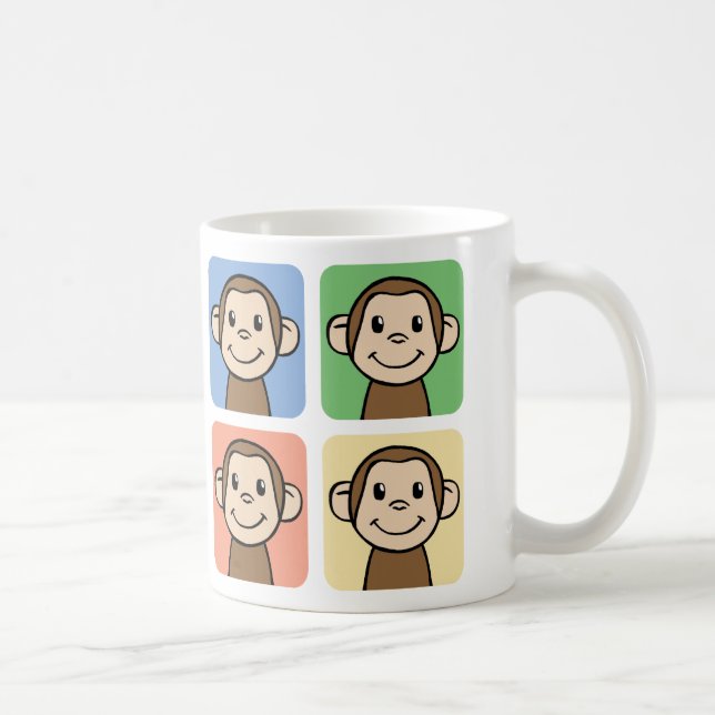 Cartoon Clip Art with 4 Happy Monkeys Coffee Mug (Right)