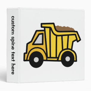 Cartoon Clip Art with a Construction Dump Truck 3 Ring Binder
