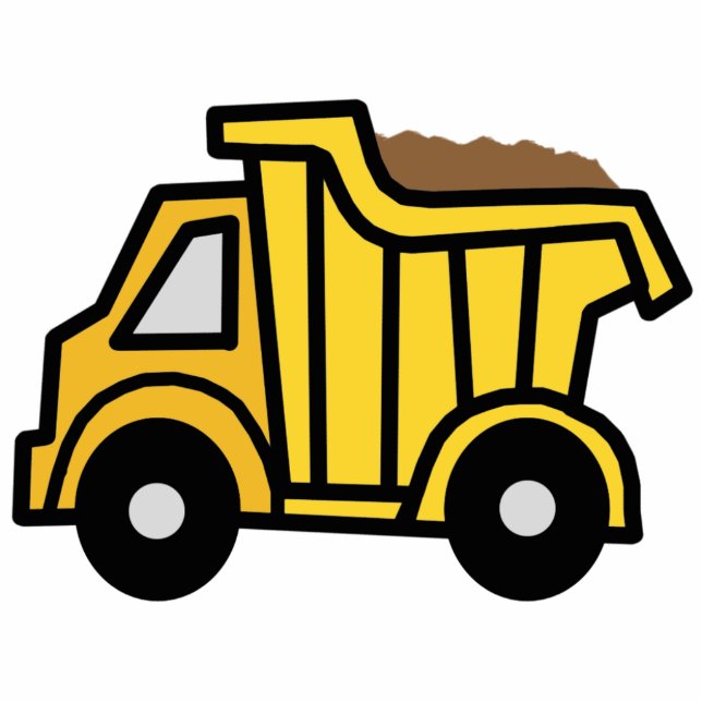 Cartoon Clip Art with a Construction Dump Truck Cutout (Front)