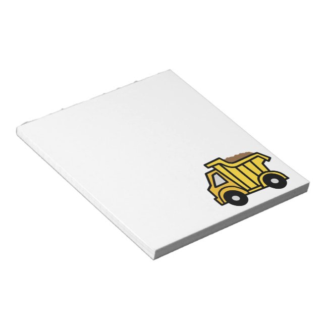 Cartoon Clip Art with a Construction Dump Truck Notepad (Angled)