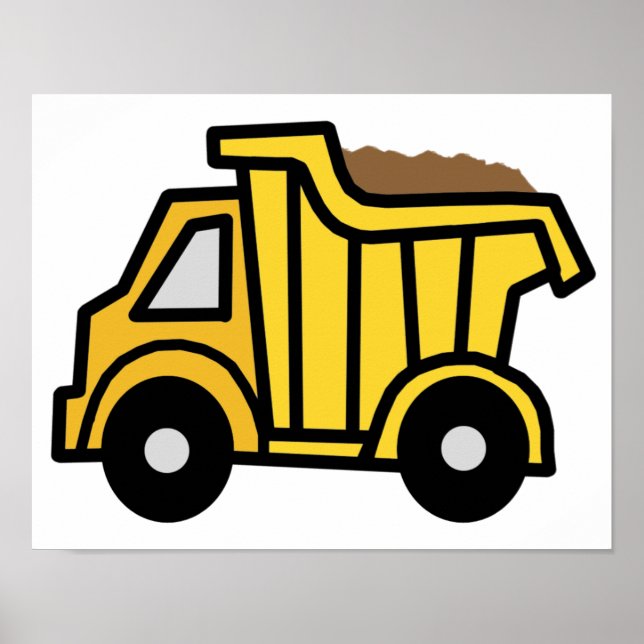 Cartoon Clip Art with a Construction Dump Truck Poster (Front)